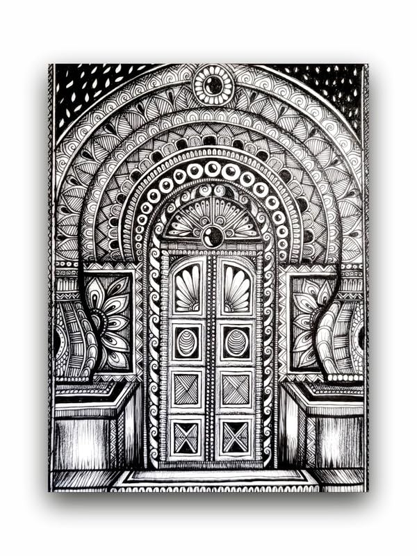 Art to Doors| Gateway Of Intricate Patterns | Artist Kalakarish | Rectangle | Art Print | Home Decor | Wall Decor | Gift Items | Canvas Frame