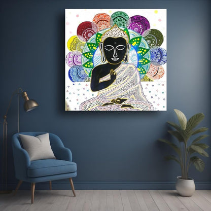 Art to Doors| Lord Budhha | Artist Laxmi Priya Das | Square | Art Print | Home Decor | Wall Decor | Gift Items | Canvas Frame