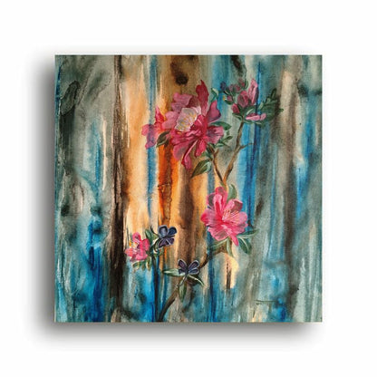 Art to Doors | Pink Flowers | Square | Artist Manishagulati | Home Decor | Wall Art | Gifts for Women | Gifts for Men | Canvas Frame