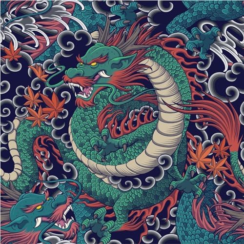 Art to Doors Decor Japanese Dragon: Ancient Symbol of Strength and Power | Wall Frames For Home Office | Personalized Gift For Anniversary, Birthday, Wedding, (CanvasFrame,8x8Inch,)