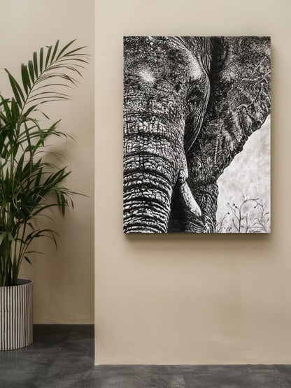 Art to Doors| Elephant | Artist Patel Mahendra Babar | Rectangle | Art Print | Home Decor | Wall Decor | Gift Items | Canvas Frame