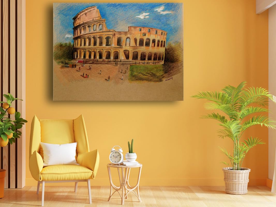 Art to Doors| The Colosseum | Artist Avishek Nag | Rectangle | Art Print | Home Decor | Wall Decor | Gift Items | Canvas Frame