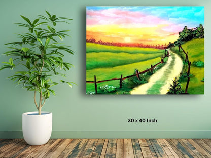 Art to Doors| Evening Sunset Valley | Artist Prathima Rao G| Rectangle | Art Print | Home Decor | Wall Decor | Gift Items | Canvas Frame