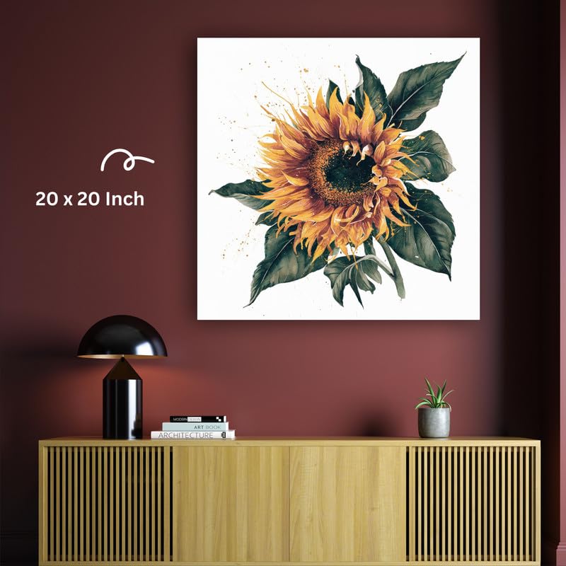 Art to Doors | Watercolour Sunflower | Square | Artist Riika Kandhola | Home Decor | Wall Art | Gifts for Women | Gifts for Men | Canvas Frame