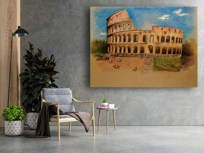 Art to Doors| The Colosseum | Artist Avishek Nag | Rectangle | Art Print | Home Decor | Wall Decor | Gift Items | Canvas Frame