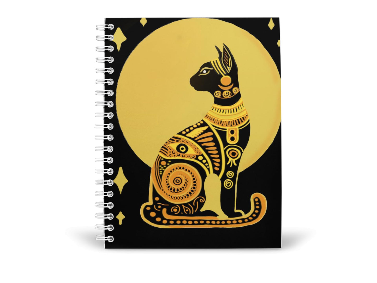 Art to Doors | Egyptian Cat | Artist Megha Tiwari | Spiral Notebooks | A5 Size Paper | 120 Pages | 70 GSM Paper | Attractive Cover Designs