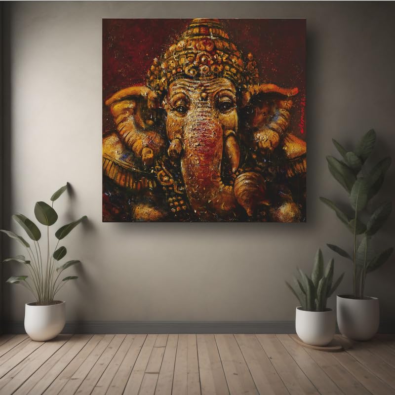 Art to Doors | Ganesh Face | Artist Arindam Gupta | Square | Art Print | Home Decor | Wall Decor | Gifts for Women | Gifts for Men | Wall Art | Canvas Frame