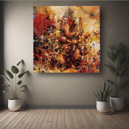 Art to Doors | Dancing Ganesh 2 | Artist Arindam Gupta | Square | Art Print | Home Decor | Wall Decor | Gifts for Women | Gifts for Men | Wall Art | Canvas Frame