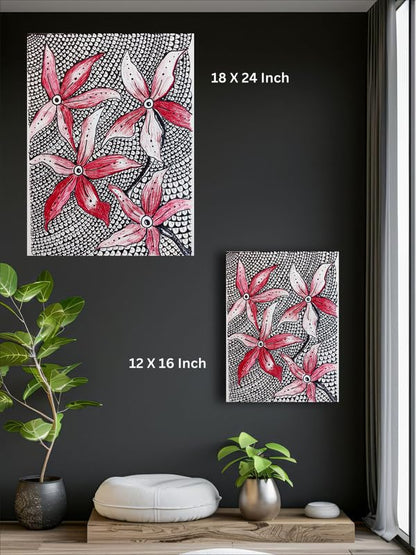 Art to Doors| Red Flowers | Artist Samarpita Banerjee | Rectangle | Art Print | Home Decor | Wall Decor | Gift Items | Canvas Frame