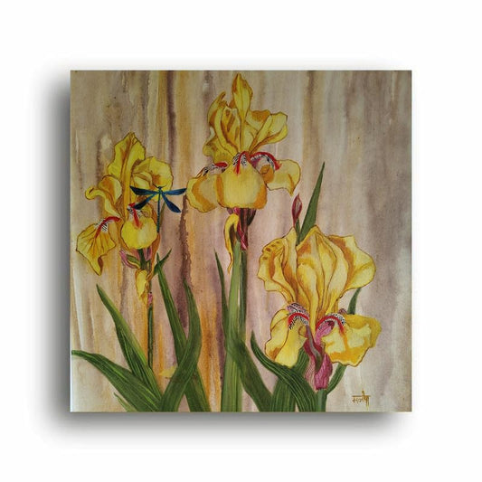 Art to Doors | Yellow Flowers | Artist Manisha Gulati | Square | Home Decor | Wall Art | Gifts for Women | Gifts for Men | Canvas Frame