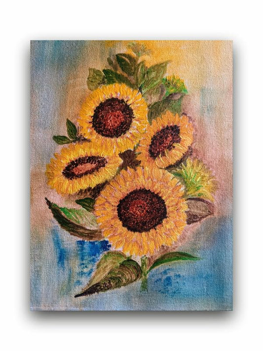 Art to Doors | Sunflowers | Artist Alka Mathur | Vertical | Art Print | Home Decor | Wall Decor | Gift Items | Wall Art | Canvas Frame