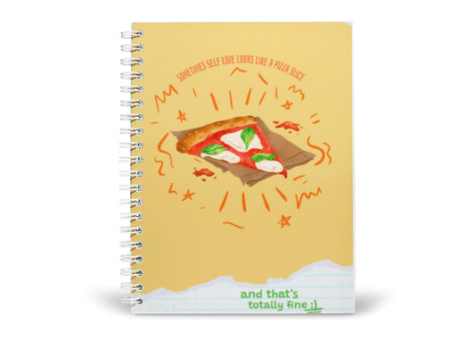 Art to Doors | Self Love looks like Pizza | Spiral Notebooks | A5 Size Paper | 120 Pages | 70 GSM Paper | Attractive Cover Designs