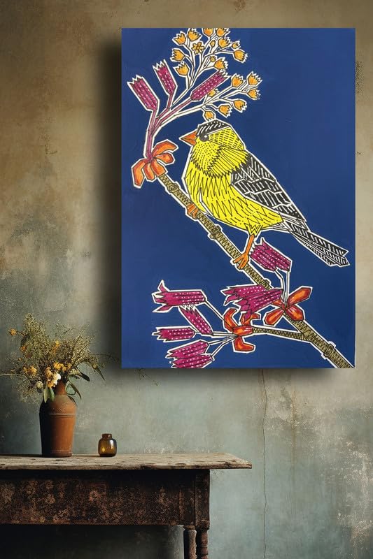 Art to Doors | Goldfinch | Artist Puja Kumari | Vertical | Art Prints | Home Decor | Wall Art | Gift Items | Canvas Frame