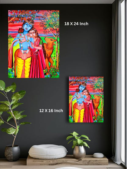 Art to Doors| Radha Krishan | Artist Mamta Kumari | Rectangle | Art Print | Home Decor | Wall Decor | Gift Items | Canvas Frame