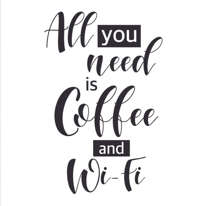 Art to Doors All you need is Coffee and Wifi | Motivational Quotes | Office Quotes | Personalized Gift For Anniversary, Birthday, Wedding, Home Decor | (CanvasFrame,45x45Inch,)