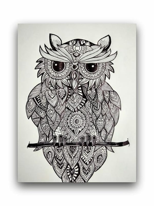 Art to Doors| Owl mandala art | Artist Sapna | Rectangle | Art Print | Home Decor | Wall Decor | Gift Items | Canvas Frame