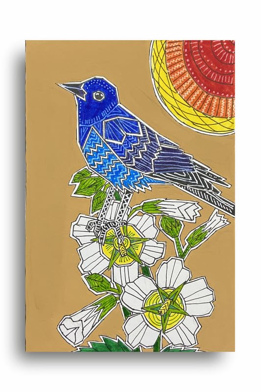 Art to Doors | Bluerock Thrush | Artist Puja Kumari | Vertical | Art Prints | Home Decor | Wall Art | Gift Items | Canvas Frame