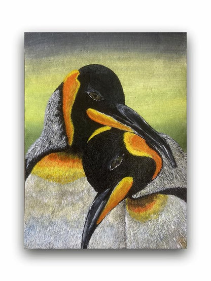 Art to Doors| Penguin Couples In Love | Artist Sowmya R | Rectangle | Art Print | Home Decor | Wall Decor | Gift Items | Canvas Frame