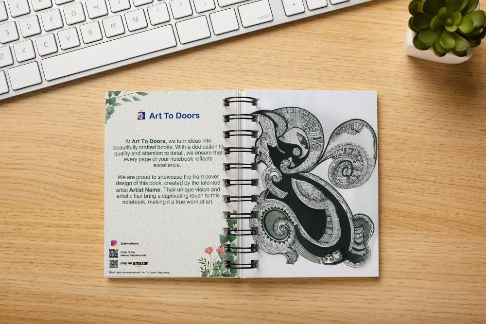 Art to Doors | Ganesh Mandala Art | Artist Jhankar Agarwal | Spiral Notebooks | A5 Size Paper | 120 Pages | 70 GSM Paper | Attractive Cover Designs | Soft Cover | Notebooks for College Students