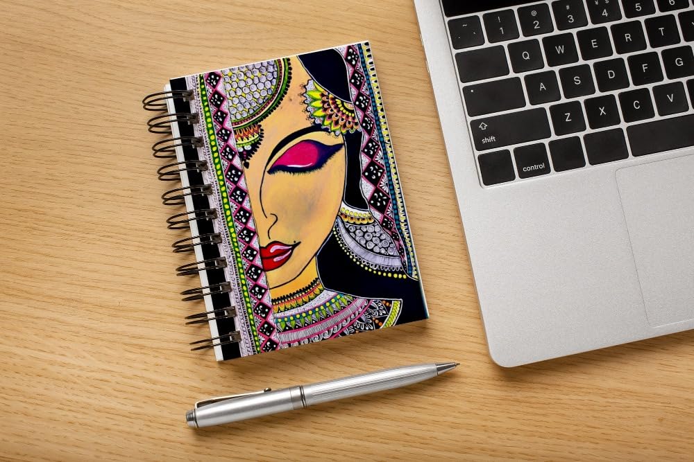 Art to Doors | Handmade Graceful Beauty | Artist Monica Verma| Spiral Notebooks | A5 Size Paper | 120 Pages | 70 GSM Paper | Attractive Spiral Notebook