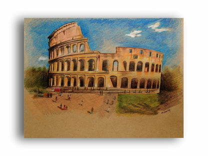 Art to Doors| The Colosseum | Artist Avishek Nag | Rectangle | Art Print | Home Decor | Wall Decor | Gift Items | Canvas Frame