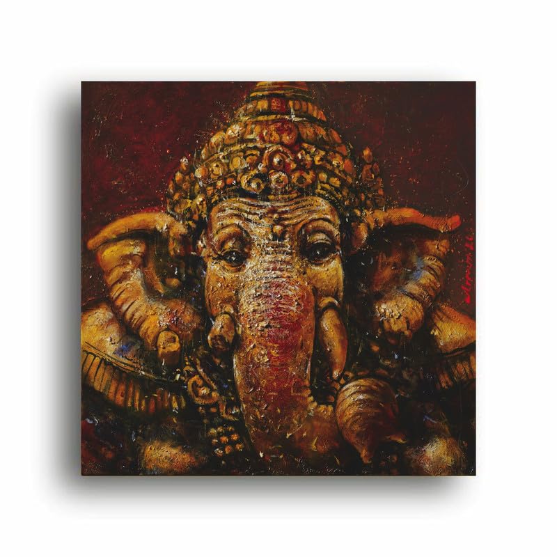 Art to Doors | Ganesh Face | Artist Arindam Gupta | Square | Art Print | Home Decor | Wall Decor | Gifts for Women | Gifts for Men | Wall Art | Canvas Frame