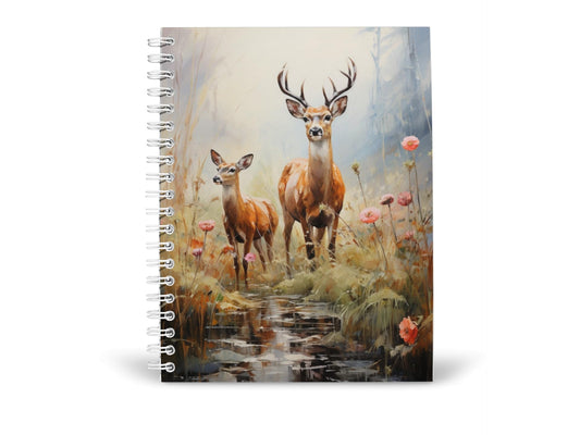 Art to Doors | Fawn and Friend | Spiral Notebooks | A5 Size Paper | 120 Pages | 70 GSM Paper | Attractive Cover Designs