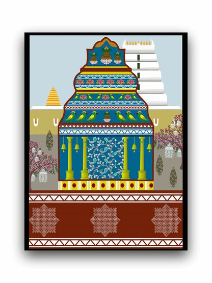 Art to Doors| Traditions of South India | Artist Mounika Botcha | Rectangle | Art Print | Home Decor | Wall Decor | Gift Items | Canvas Frame