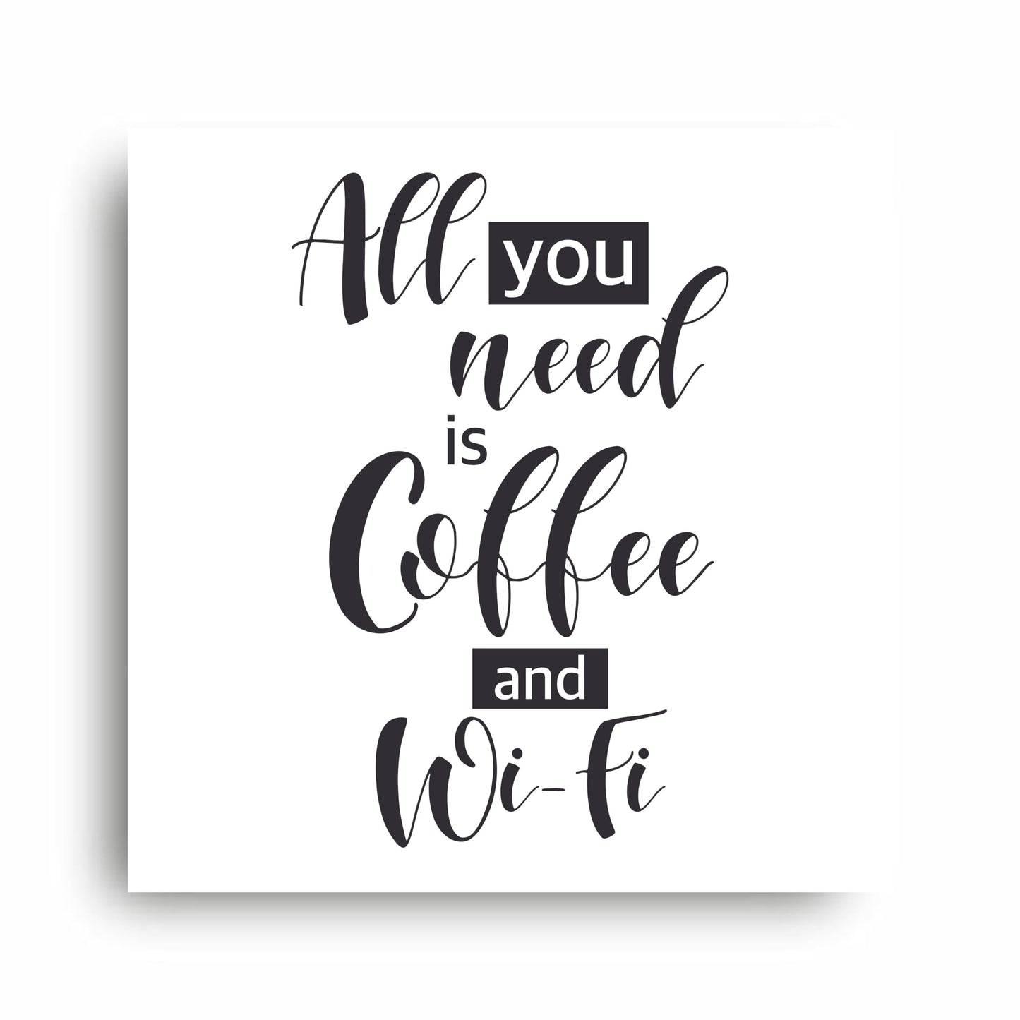 Art to Doors All you need is Coffee and Wifi | Motivational Quotes | Office Quotes | Personalized Gift For Anniversary, Birthday, Wedding, Home Decor | (CanvasFrame,45x45Inch,)