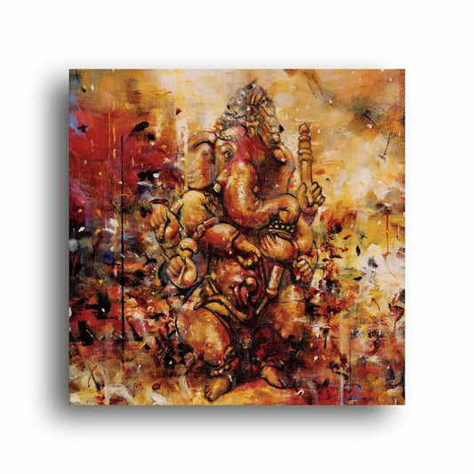 Art to Doors | Dancing Ganesh 2 | Artist Arindam Gupta | Square | Art Print | Home Decor | Wall Decor | Gifts for Women | Gifts for Men | Wall Art | Canvas Frame