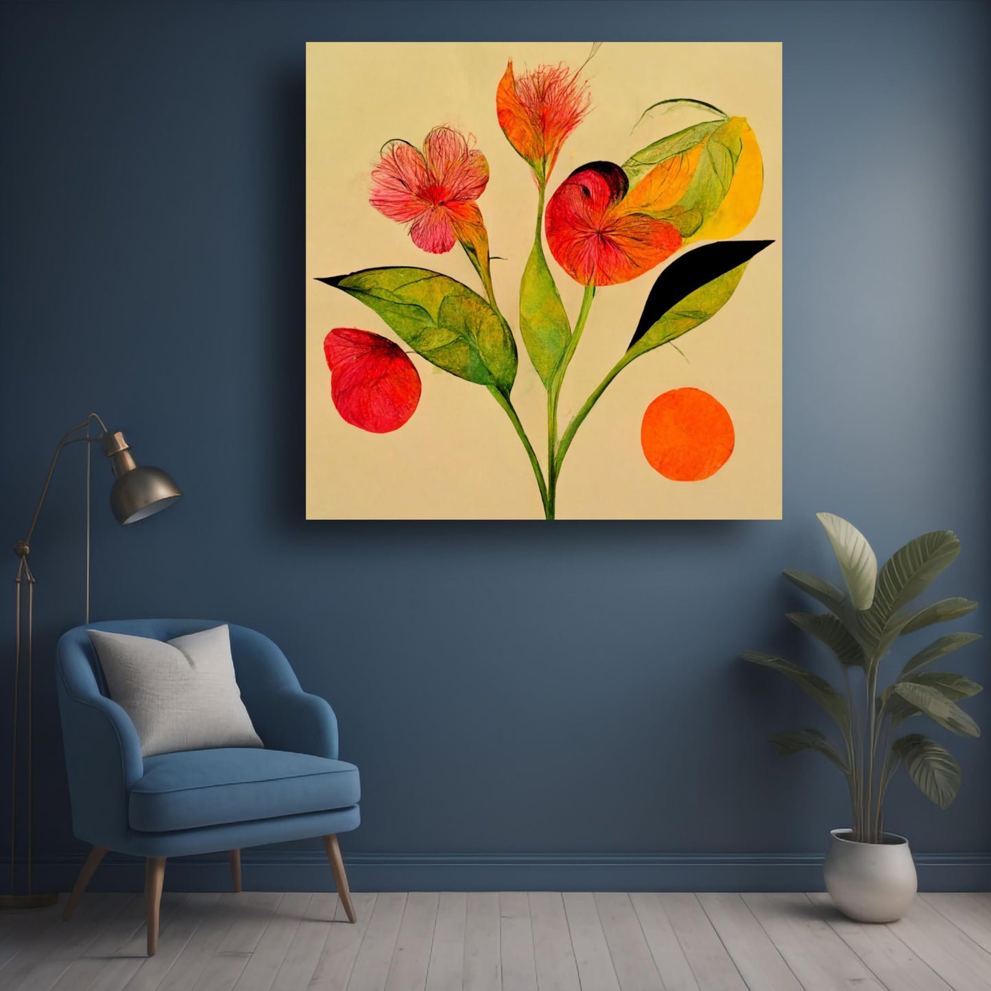 Art to Doors | Playful Petals | Square | Art Print | Home Decor | Wall Decor | Gifts for Women | Gifts for Men | Wall Art | (Canvas Frame, 36x36 Inch)