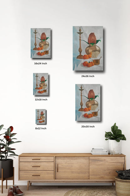 Ready for the Pooja | Artist Vikram Wadkar | Art Print | Personalized Gift For Anniversary, Birthday, Wedding, Home Decor | Wall Frames For Home Office Study Room Decor