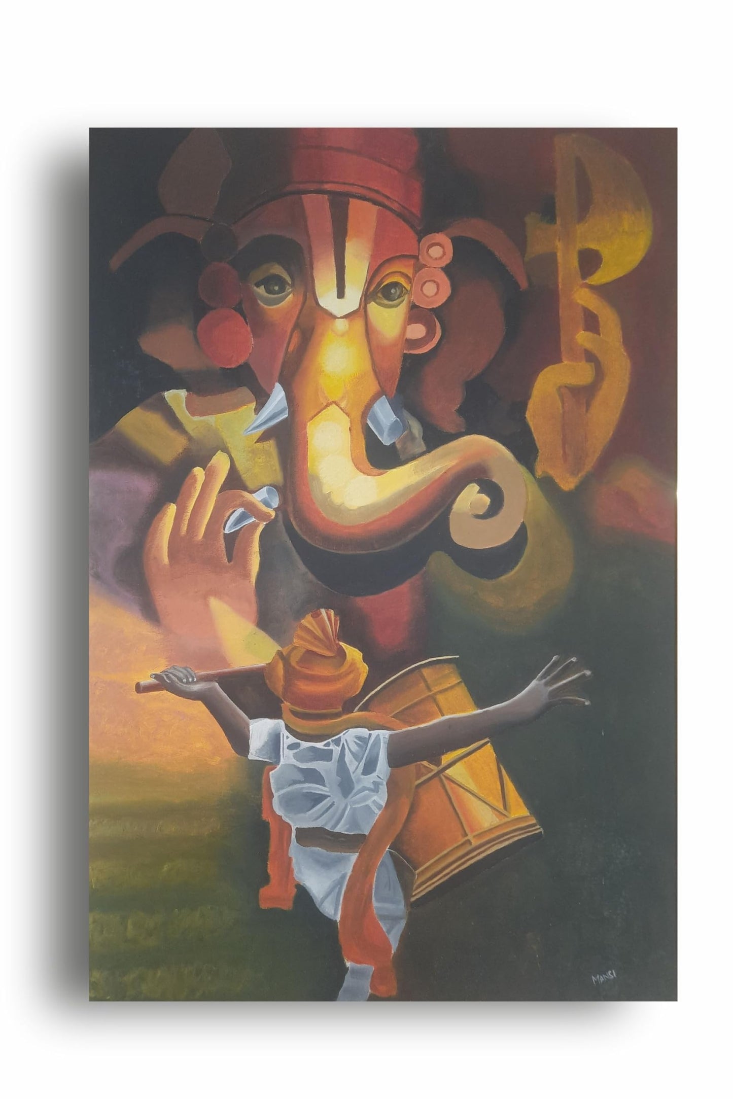 Art to Doors | Ganpati Painting | Artist Mansi Nanda | Vertical | Art Print | Home Decor | Wall Decor | Gift Items | Wall Art