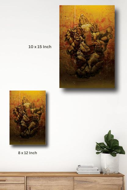 Art to Doors | Gold Ganesh | Artist Arindam Gupta | Vertical | Art Print | Home Decor | Wall Decor | Gift Items | Wall Art