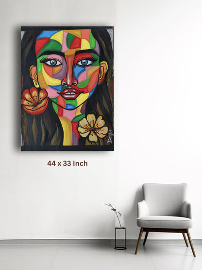 Art to Doors | Lady Morden Art | Artist Dipa Sinha | Vertical | Art Prints | Home Decor | Wall Art | Gift Items | Canvas Frame