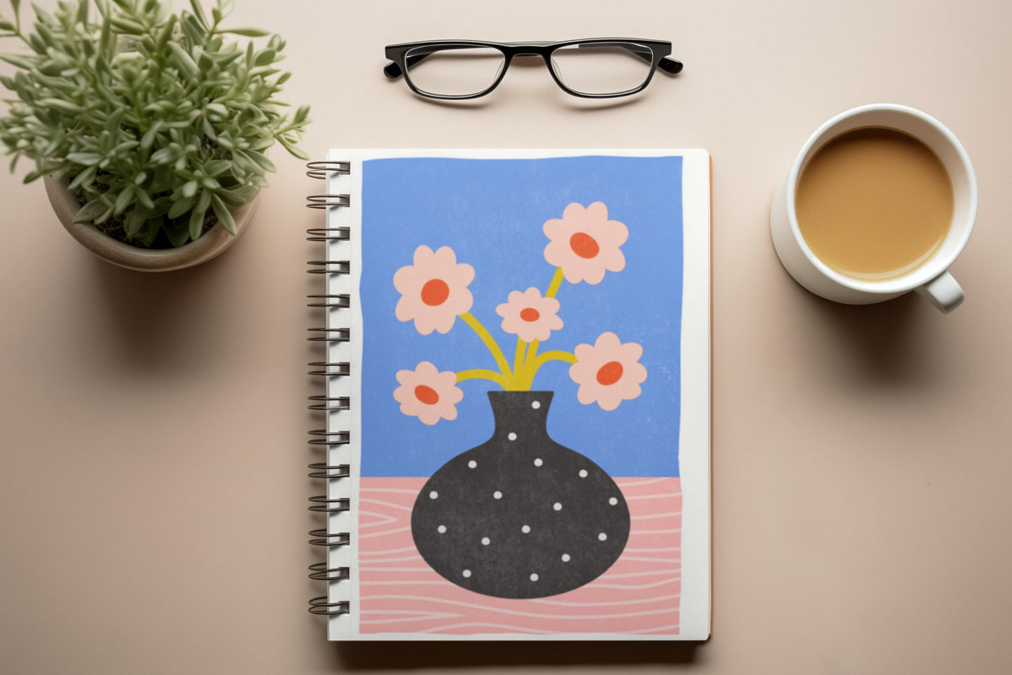 Art to Doors | Bold Floral Arrangement | Spiral Notebooks | A5 Size Paper | 120 Pages | 70 GSM Paper | Attractive Cover Designs