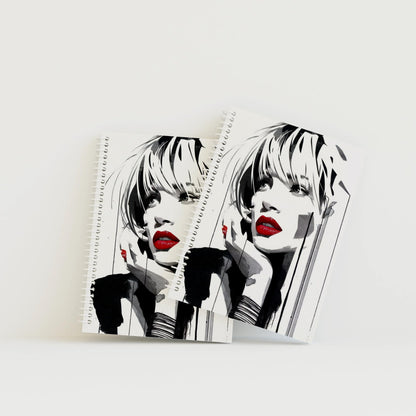 Art to Doors | Red Lips Watercolour | Artist Riika Kandhola | Spiral Notebooks | A5 Size Paper | 120 Pages | 70 GSM Paper | Attractive Cover Designs