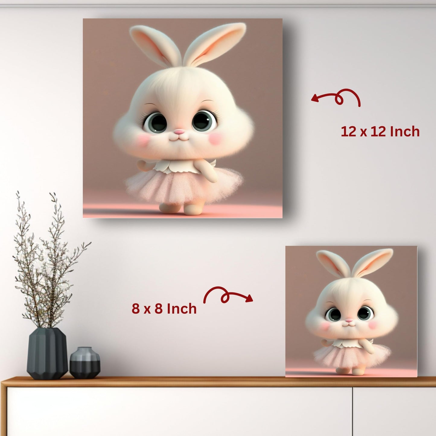 Art to Doors | Adorable Bunny Art | Square | Art Print | Home Decor | Wall Decor | Gifts for Women | Gifts for Men | Gift Items | Wall Art