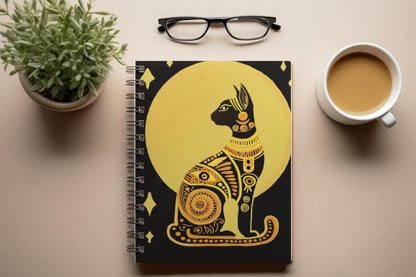 Art to Doors | Egyptian Cat | Artist Megha Tiwari | Spiral Notebooks | A5 Size Paper | 120 Pages | 70 GSM Paper | Attractive Cover Designs