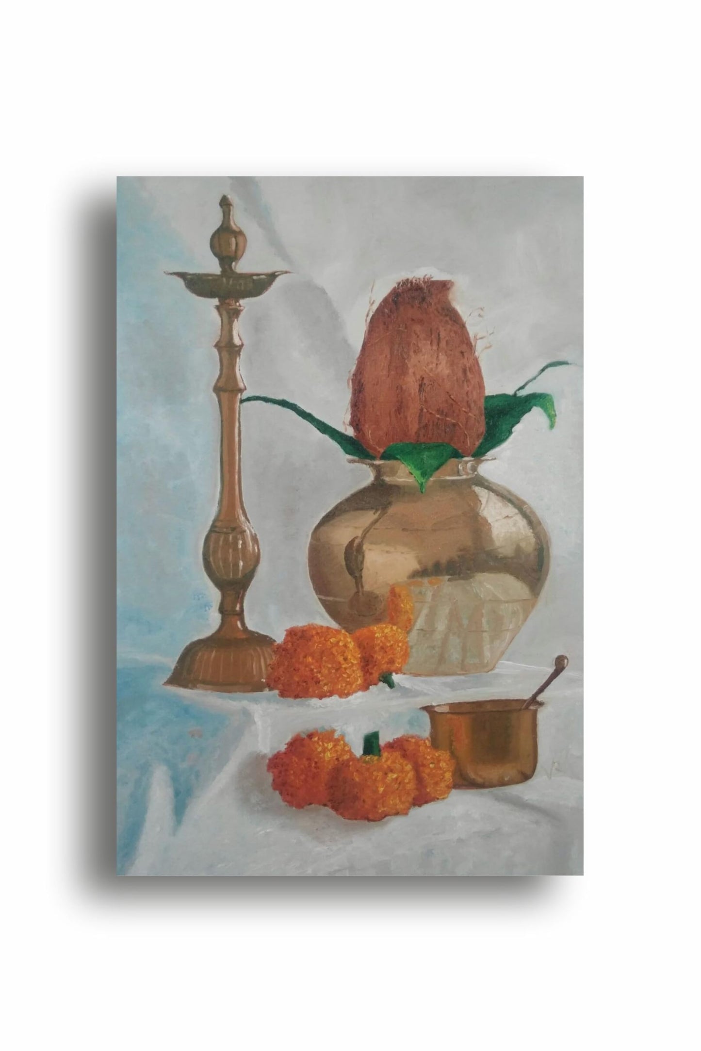 Ready for the Pooja | Artist Vikram Wadkar | Art Print | Personalized Gift For Anniversary, Birthday, Wedding, Home Decor | Wall Frames For Home Office Study Room Decor