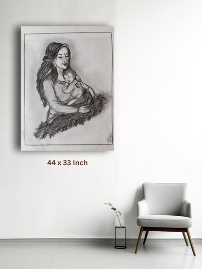 Art to Doors | Mother Love Sketch | Artist Dipa Sinha | Vertical | Art Print | Home Decor | Wall Decor | Gifts for Women | Gifts for Men | Gift Items | Wall Art