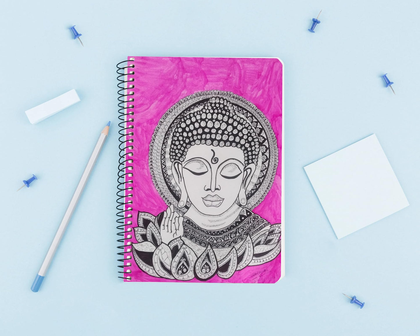 Art to Doors | Buddha Mandala Art | Artist Nidhi Pandey | Spiral Notebooks | A5 Size Paper | 120 Pages | 70 GSM Paper | Notebooks for College Students