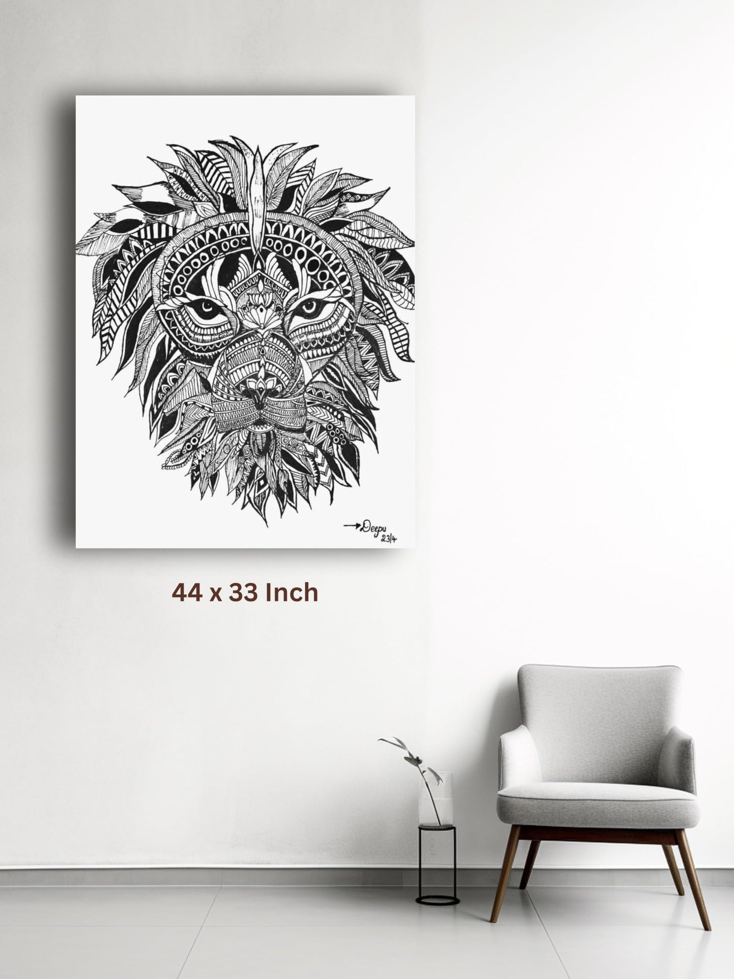 Art to Doors | Fight Like A Lion | Artist Manideepthi | Vertical | Art Print | Home Decor | Wall Decor | Gifts for Women | Gifts for Men | Gift Items | Wall Art