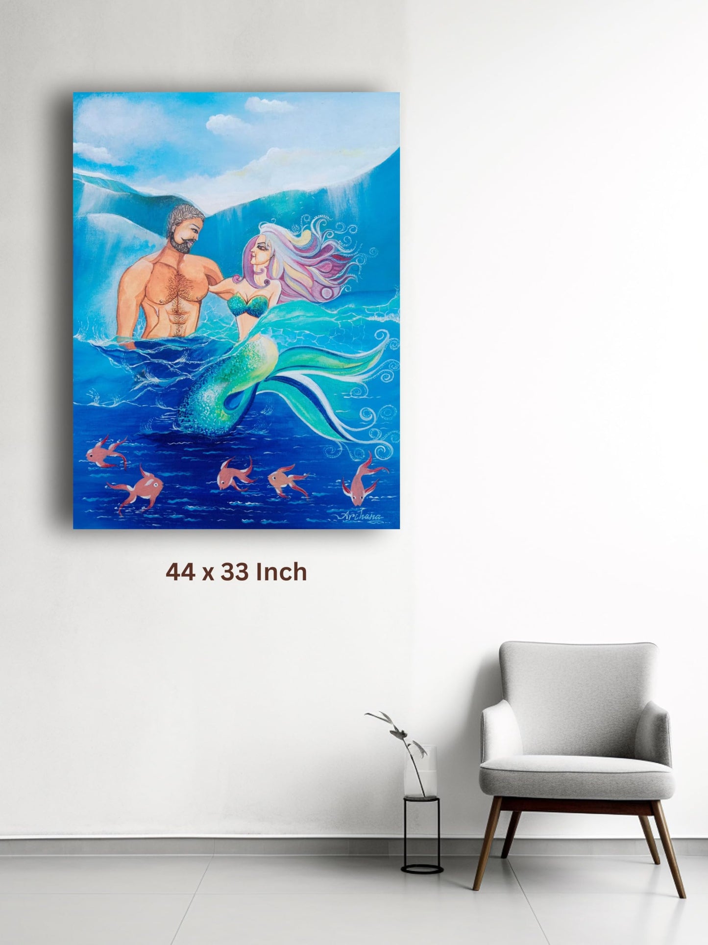 Art to Doors | Mermaid's Love | Artist Archana Sharan | Vertical | Art Print | Home Decor | Wall Decor | Gifts for Women | Gifts for Men | Gift Items | Wall Art