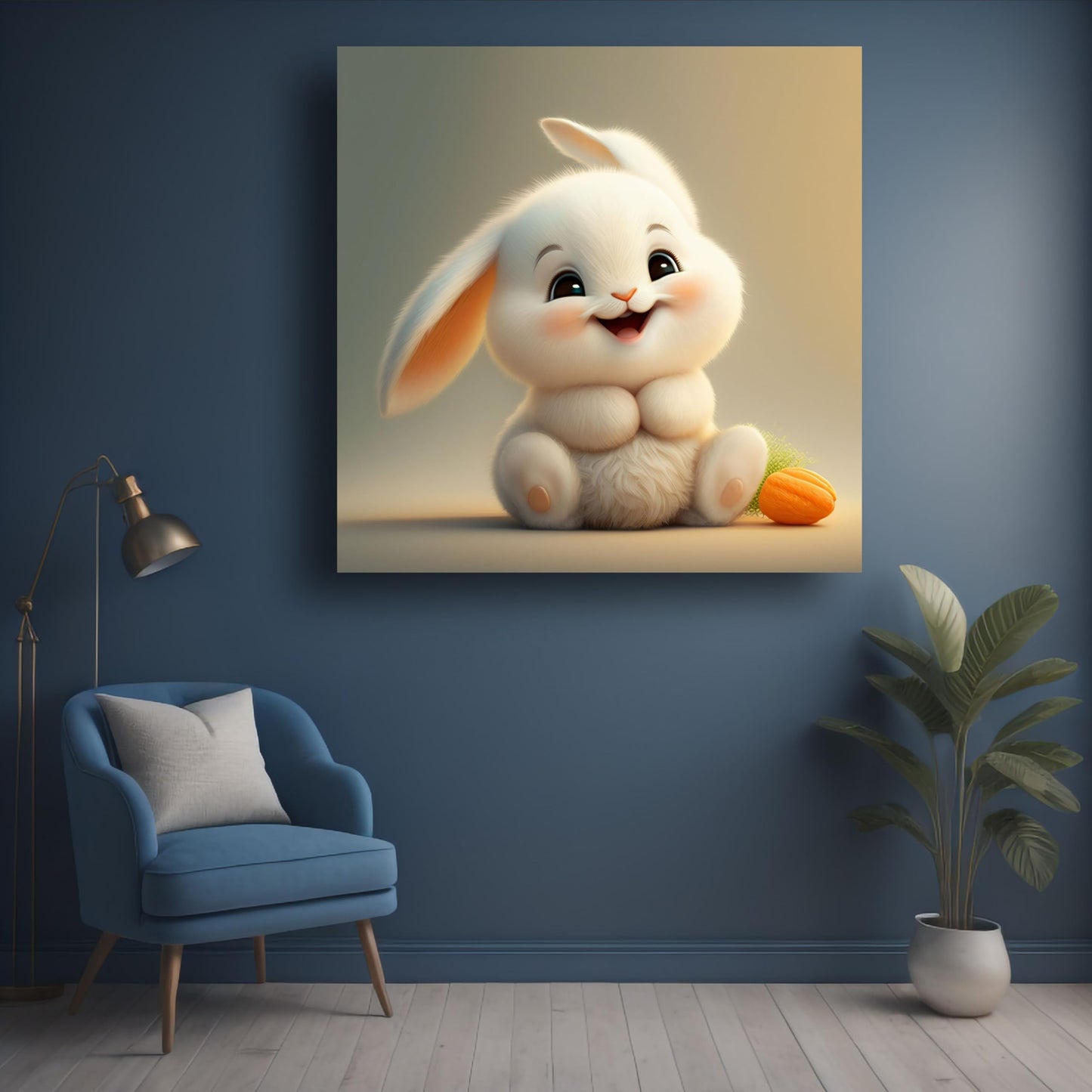 Art to Doors | Whimsical Bunny Art | Square | Art Print | Home Decor | Wall Decor | Gifts for Women | Gifts for Men | Gift Items | Wall Art