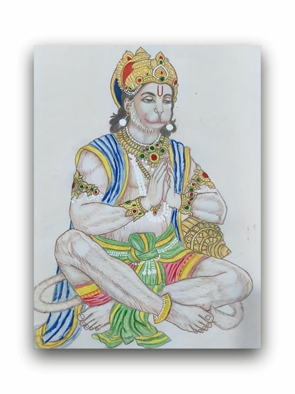 Art to Doors | Hanuman Ji Pencil Colour | Artist Anupam Kumari | Vertical | Art Print | Home Decor | Wall Decor | Gift Items | Wall Art