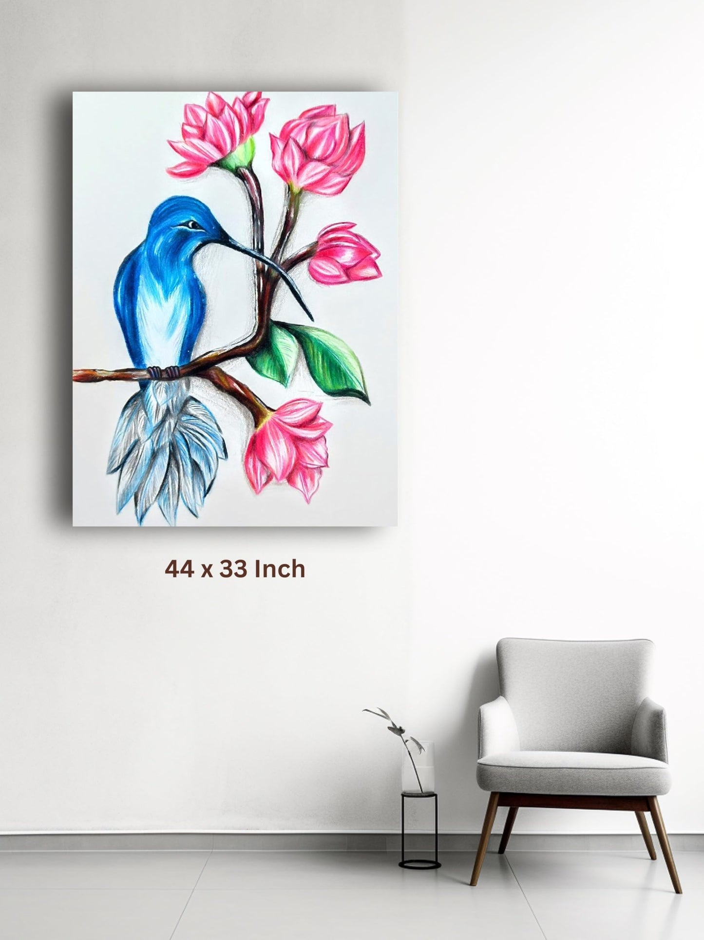 Art to Doors | Bluebird And Blossoms | Artist Kalakarish | Vertical | Art Print | Home Decor | Wall Decor | Gift Items | Wall Art