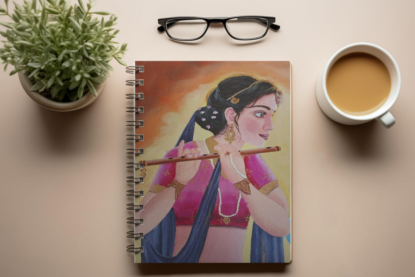 Art to Doors | Radha Rani | Artist Sudesh Kundley | Spiral Notebooks | A5 Size Paper | 120 Pages | 70 GSM Paper | Attractive Cover Designs