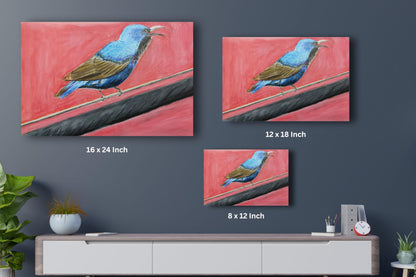 Art to Doors | The Chirping Bird | Artist Sudesh Kundley | Horizontal | Art Print | Home Decor | Wall Decor | Gift Items | Wall Art (30x45 Inch)