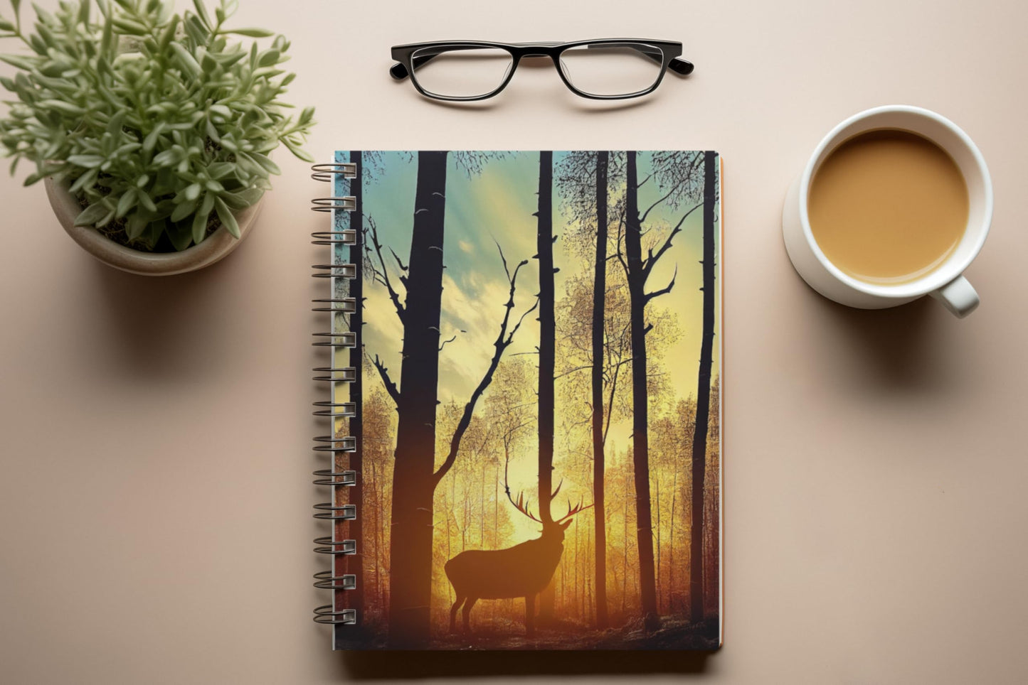 Art to Doors | Peaceful Forest Scene | Spiral Notebooks | A5 Size Paper | 120 Pages | 70 GSM Paper | Attractive Cover Designs